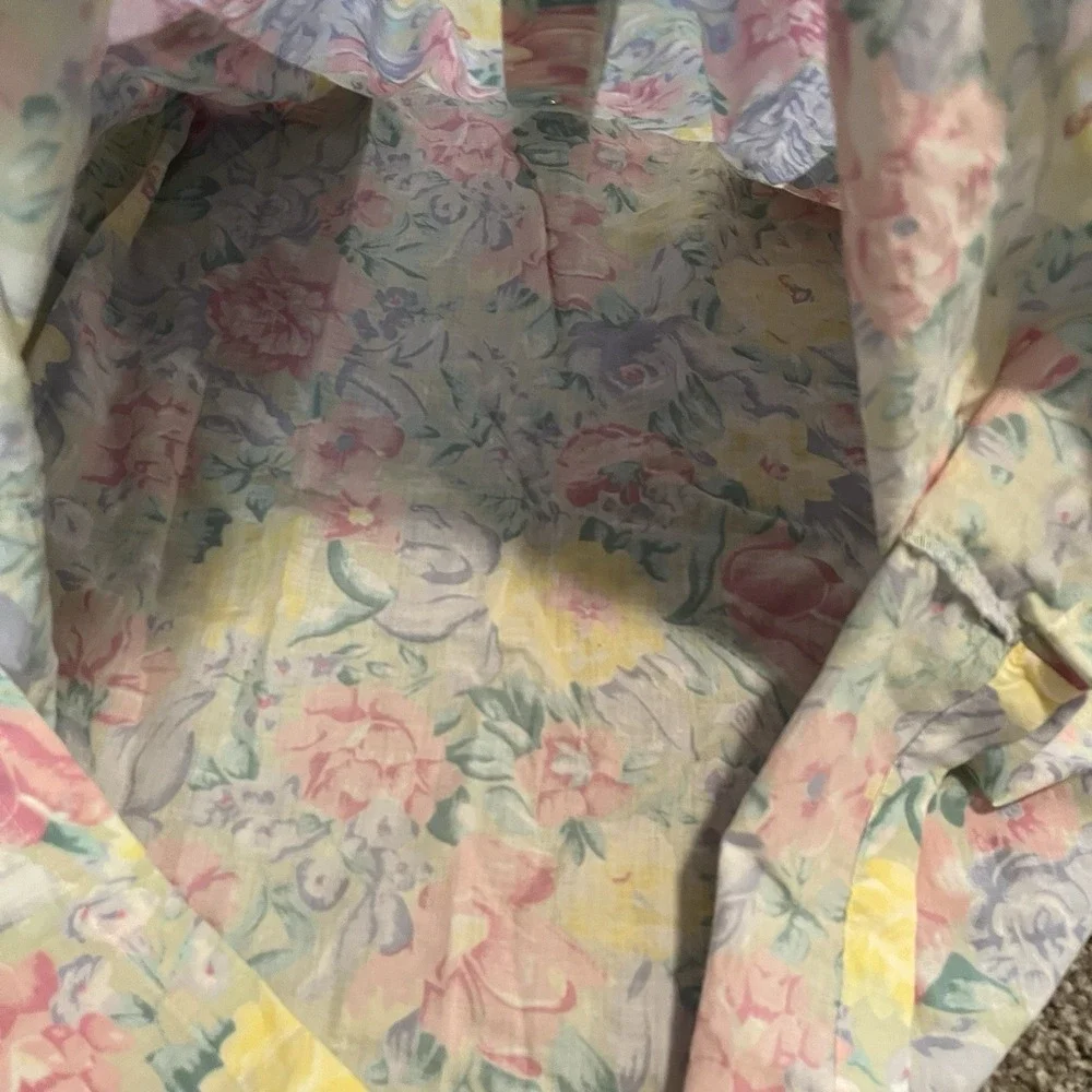VTG National Housecoat M Pastel  Floral Robe‎ Pockets Grannycore Trad Wife